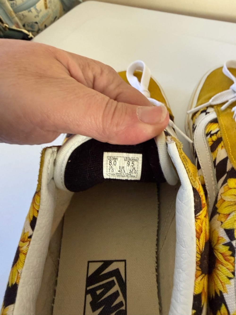 Vans Yellow Sunflower Checkerboard Old Skool Sneakers - Picture 4 of 4